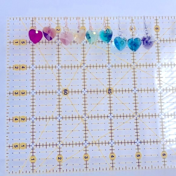 New Sparkling Glass Crystal Dangling Heart Handmade Earrings Pale Lemon Yellow - Picture 6 of 7